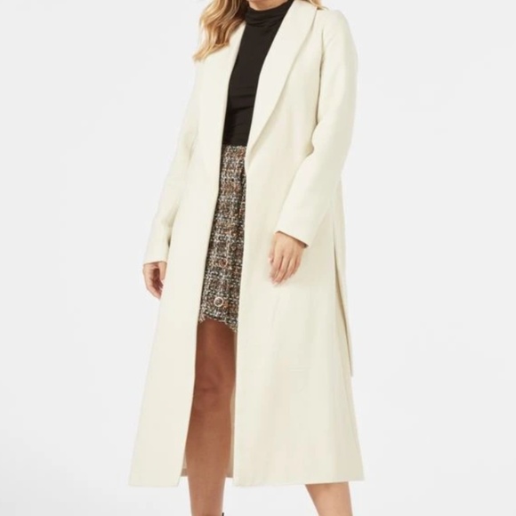 JustFab Jackets & Blazers - Shawl collar wrap wool belted trench coat